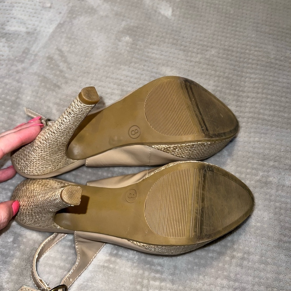 Sophia Vergara Nude Peep Toe Platform Heels Size 8 - Picture 3 of 3